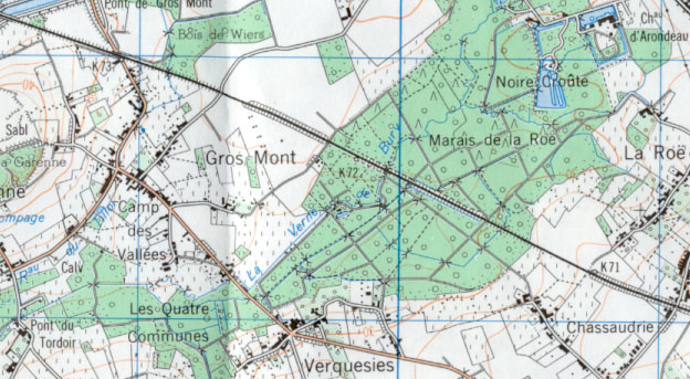 Zone de localisation du tordoir De Fernet (entre le pont du Tordoir et la Noire Cro�te